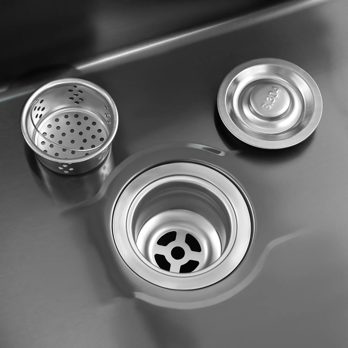 Schwarz/weißes unabhängiges Waschbecken mit Schrank, Küchenspüle aus Edelstahl mit 360° °   Drehbarer Wasserhahn für Badezimmer, Waschbecken