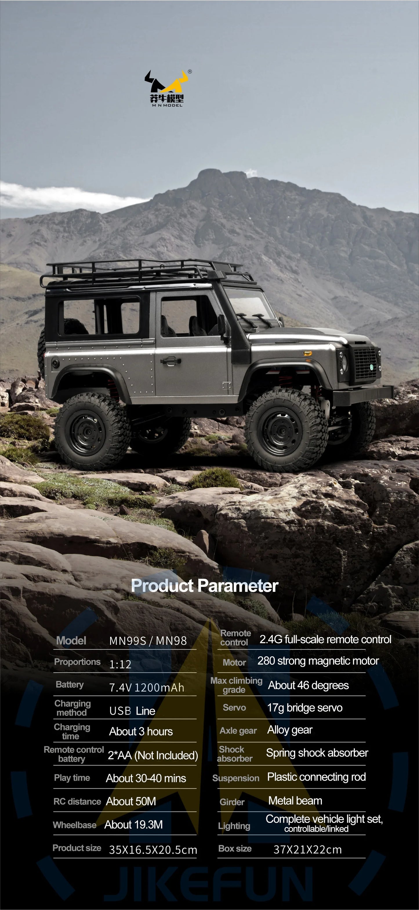 1/12 MN99s Rc Car MN Model 2.4G RTR Remote Control 4WD Off-road Climbing Crawler Defender Pickup Truck Toys for Children