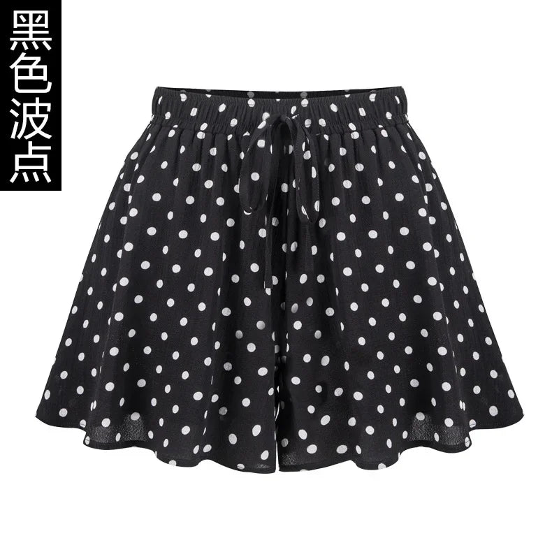 Summer Women Wide Leg Short Pants Skirt, High Waist Loose A-line Skirt Shorts Fashion Casual Chiffon Hot Pant Asian Size M-6XL.