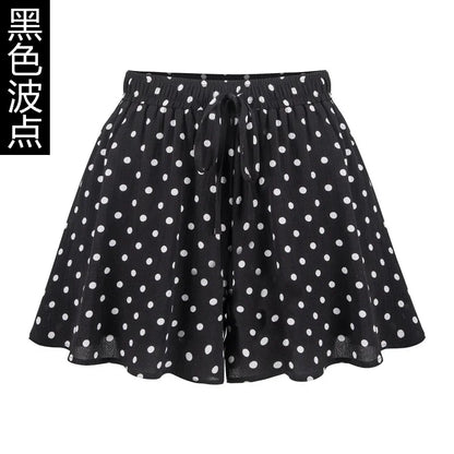 Summer Women Wide Leg Short Pants Skirt, High Waist Loose A-line Skirt Shorts Fashion Casual Chiffon Hot Pant Asian Size M-6XL.