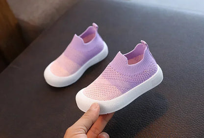 Children Shoes Spring Autumn Kids Sneakers Soft Breathable Mesh Boys Slip-on Shoes Patchwork Color Girls Shoes.