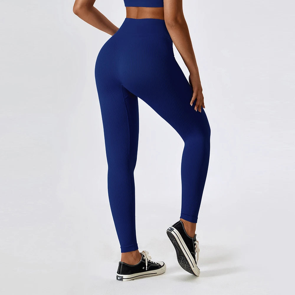 Ribbed Seamless Yoga Leggings For Gym High Waisted Push Up Sport Women Fitness Pants Workout Tummy Control Tights Female Legging.