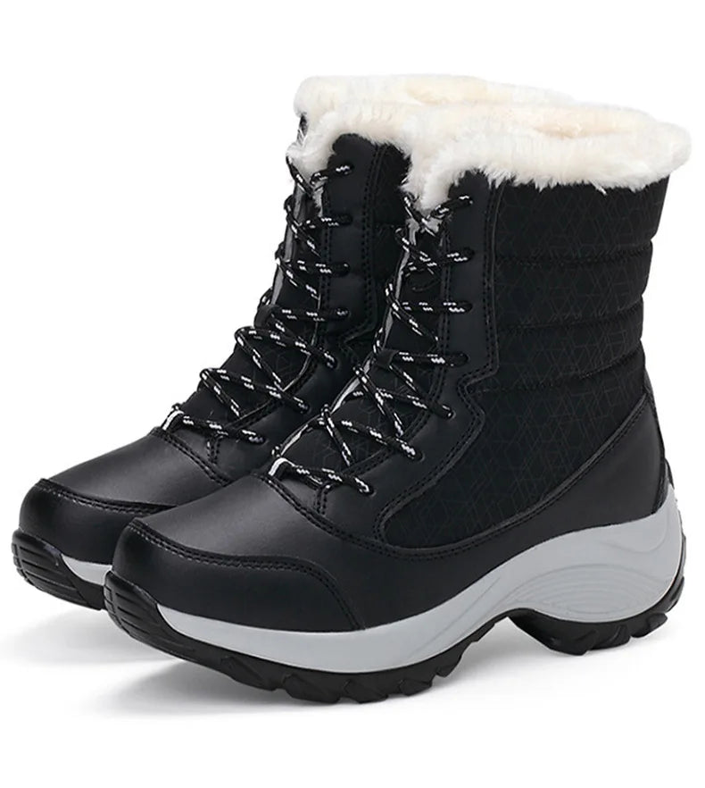 Women's Boots Lightweight Fur Boots Ankle Heels Winter Shoes Woman Fashion White Platform Botas Mujer Snow Boots Winter Footwear.
