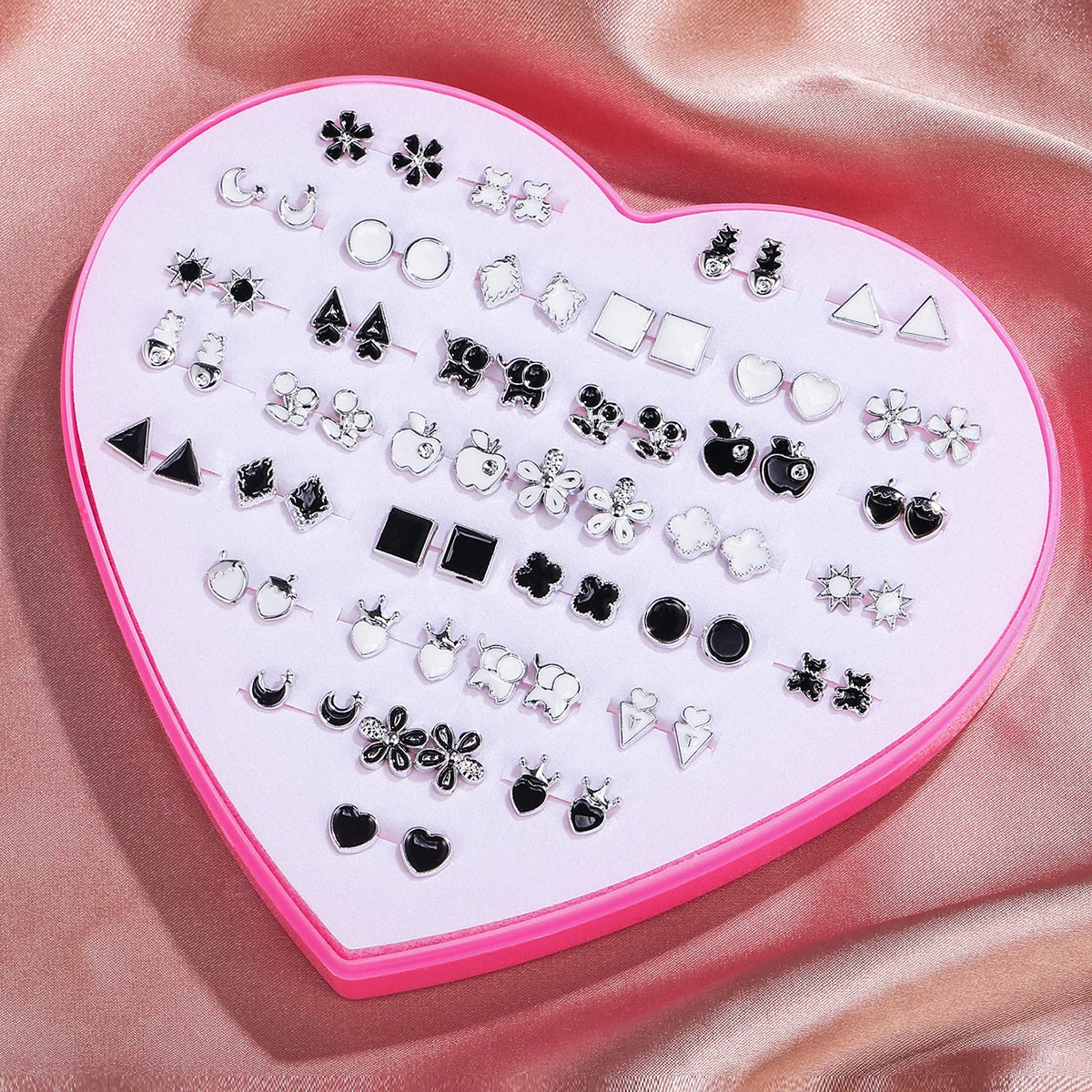 Multicolor 36Pairs Cartoon Hypoallergenic Plastic Stud Earrings Set For Women Girl Cute Animal Flower Ear Wedding Gifts Jewelry
