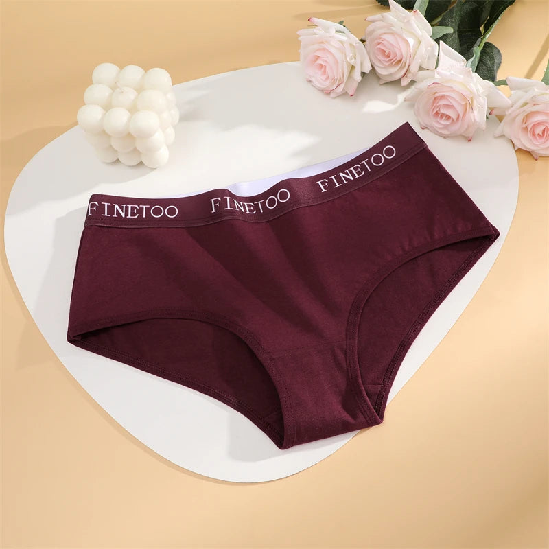 FINETOO 3Pcs Cotton Letter Belt Underwear Women's Panties Sexy Breathable Low Waist Briefs Female Stretch Comfortable Lingerie.