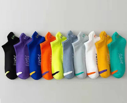 5 Pairs Men Bright Colored Ankle Socks Breathability Fashionable Casual Street Style Deodorizing Invisible Travel Running Socks.