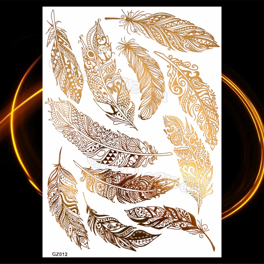 1PC Summer Style Men Women Body Art Gold Metallic Tattoo Sticker HYS-101 Chain Bracelet Fake Jewelry Waterproof Temporary Tattoo.