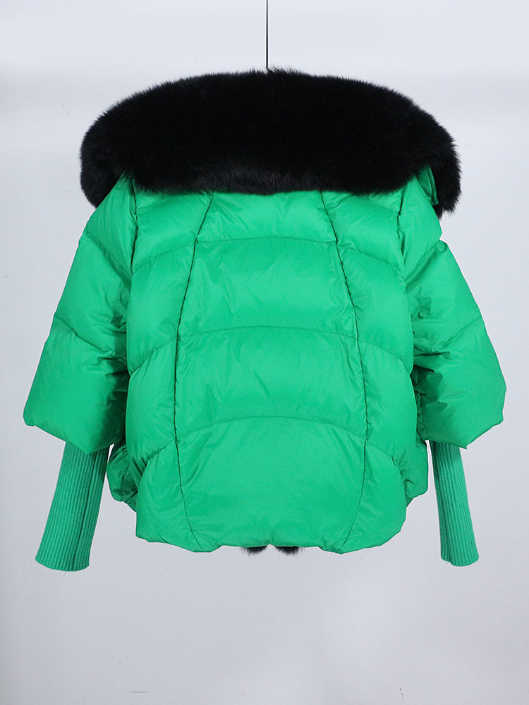 Lose Natürliche Echt Fox Pelz Kragen Mantel Dicke Neue Europäische Mode Weiße Ente Unten Jacke Winter Frauen Warme Luxus Oberbekleidung