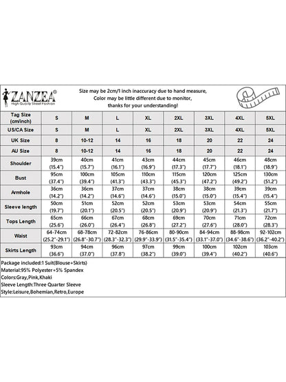 2025 ZANZEA 2PCS Autumn Outfits Casual Long Sleeve Tops Dress Suit Elegant Women 2 Piece Sets Muslim Tracksuits OL Matching Sets.