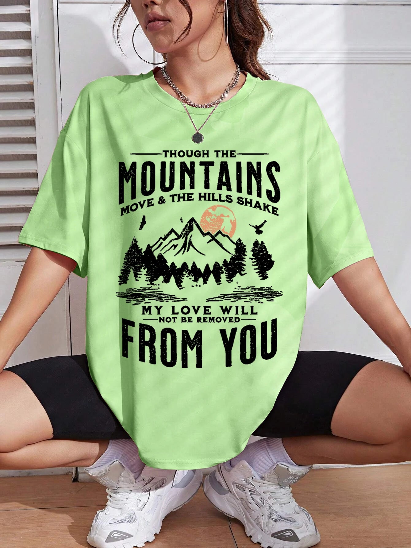 Spring Woman Cotton T-Shirts Mountains Setting Sun Printed Short Sleeve Tees Fashion Female Clothes Comfortable Soft Street Tops.