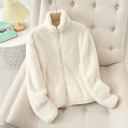 Damen-Fleecemantel, Winter, warm, verdickte Jacke, beidseitig zu tragen, doppelseitige Samt-Korallen-Fleece-Mäntel, Polar-Fleece-Jacken