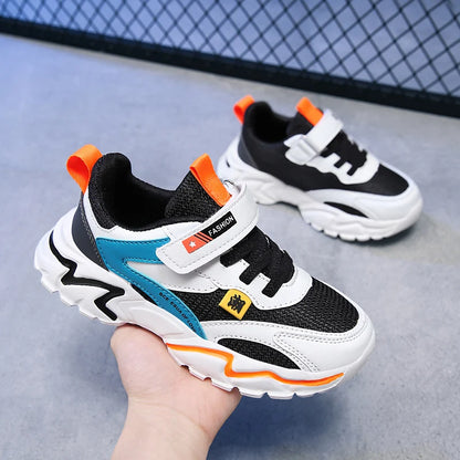 Kid Sneakers Sport Shoes for Boys Fashion Leather Children Breathable Mesh Comfort Shoes Casual Walking Outdoor Running Shoes.