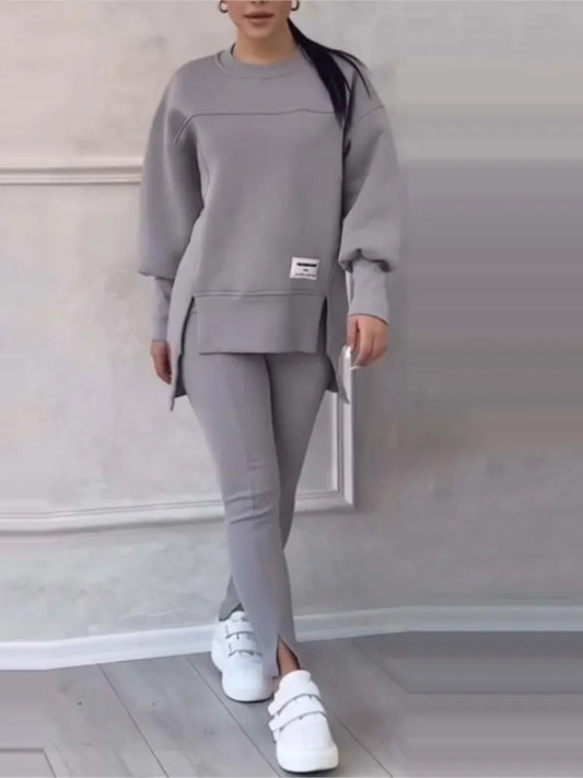 New Women's Fashion Casual Sweatshirt + Trousers Cover Autumn Winter O Neck Long-sleeved Hoodie Women's Suit Sports 2piece Set.