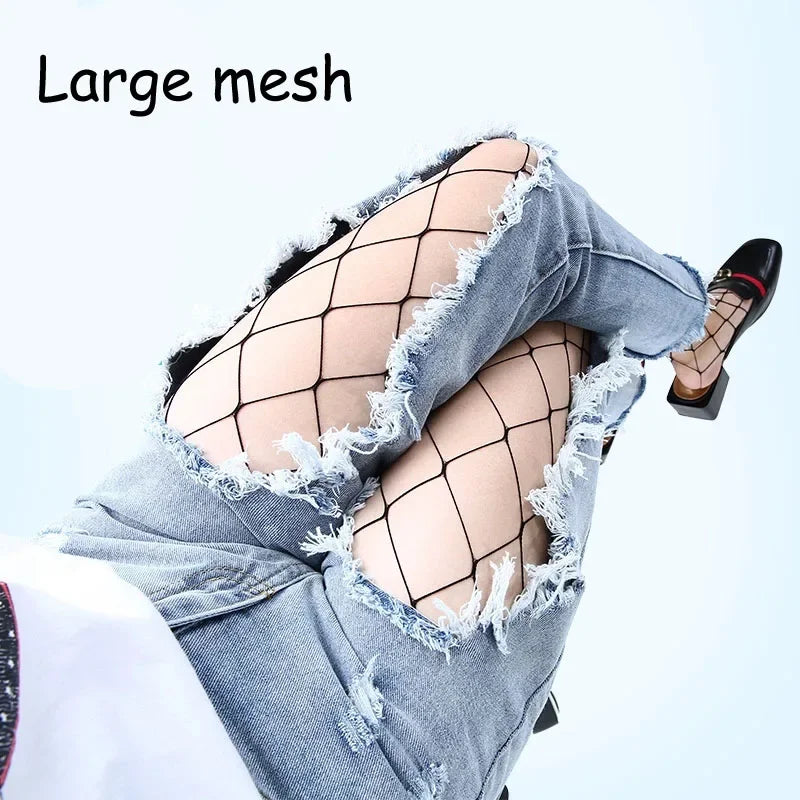 Sexy Women Pantyhose Tights Seamless Sexy Lace Mesh Fishnet Pantyhose Summer Nylon Polka Dot Print Tight Stocking Female Hosiery