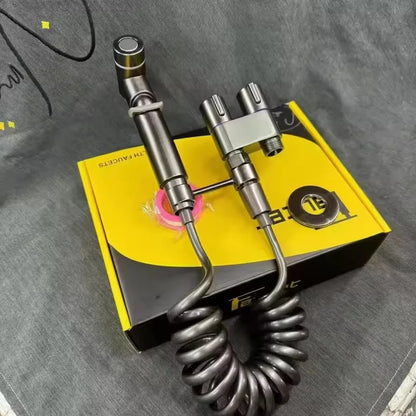 Handheld Bidet Sprayer for Toilet 1-In-2-Out Dual Control Valve Mini Gun gray Dual Control Faucet Hand Shower Bidet for Toilet