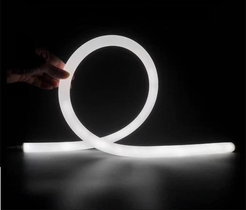 360° Glowing Round LED Neon Tube Rope Lamp Flexible Silicone Diffuser Channel WS2811 WS2812B Soft IP65 Outdoor Tape Strip Lights.