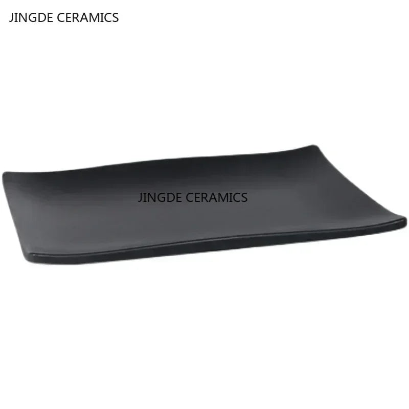 Black Melamine Plate Plastic Barbecue Dish Commercial Cutlery Kitchen Dinner Plates Not Easily Broken Tableware Accessories.