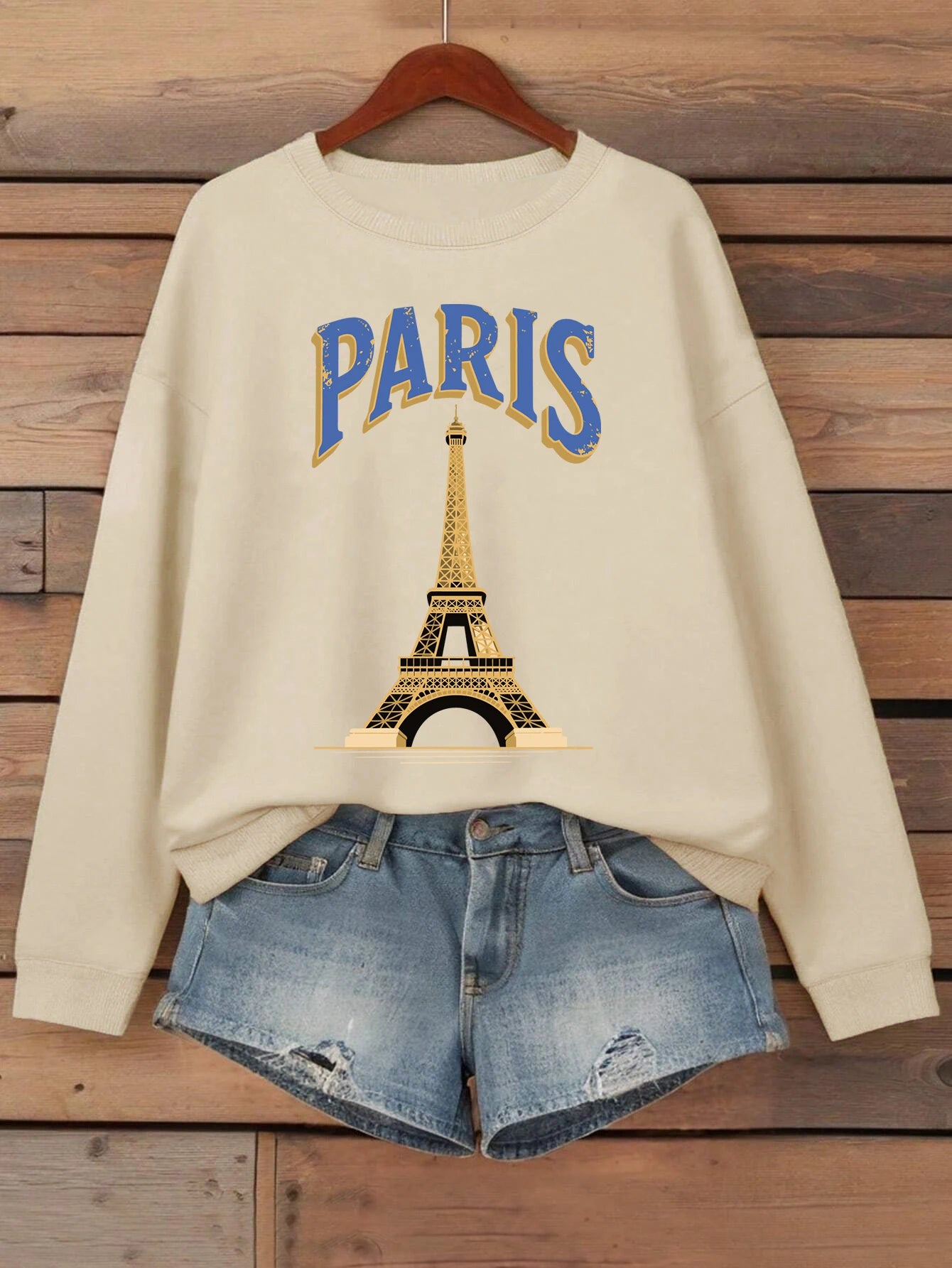 Paris Tower France Print Women Sweatshirt Casual Loose Sportswear All-Match Fleece Pullover Multicolor O-Neck Female Clothes.