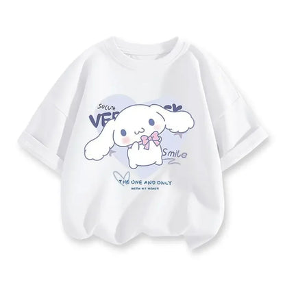 2024 New Summer COTTON T shirt Girls Boys Cinnamoroll T shirt Cartoon Print Kids T-Shirts Children Girls Tops Clothes.
