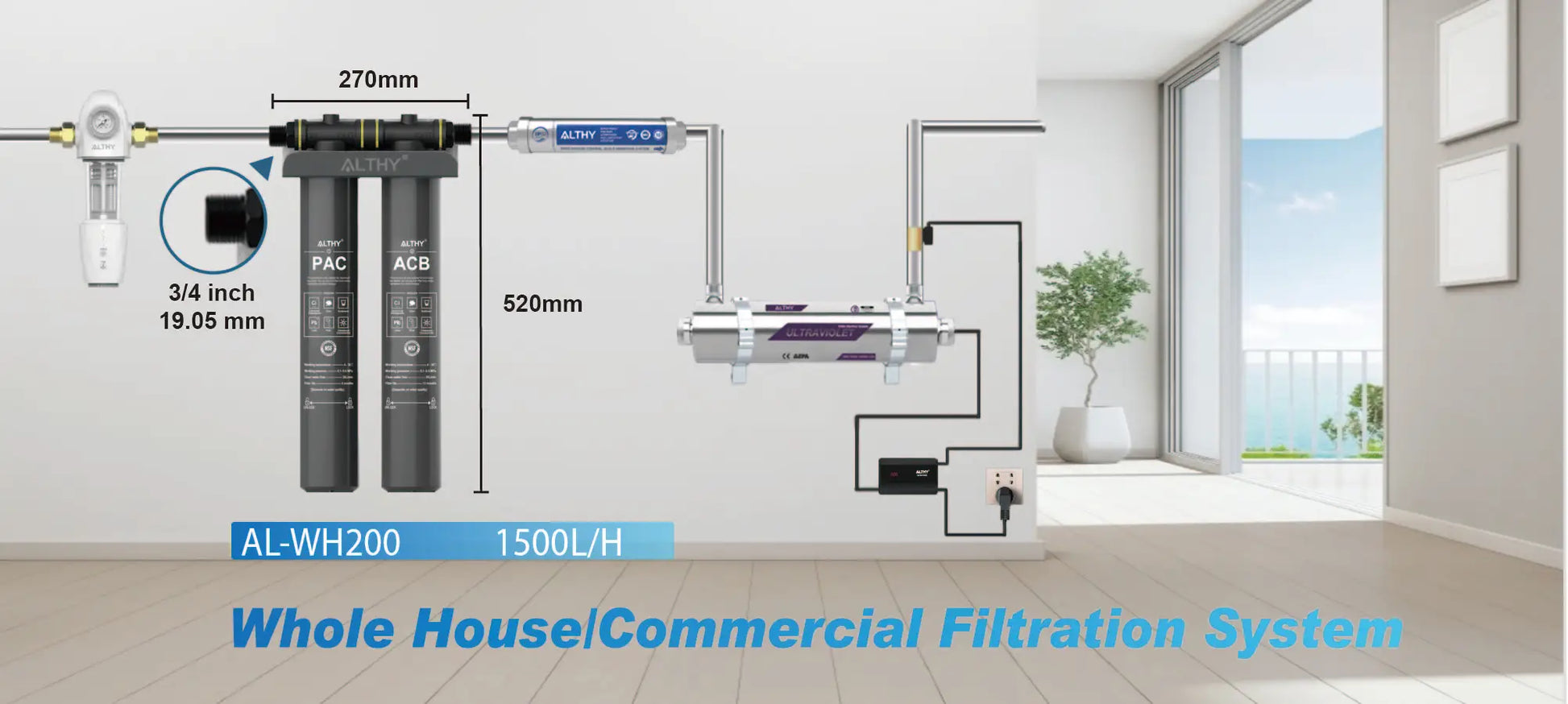 ALTHY Whole House / Commercial Water Filter Purifier System, Certified to Removes Lead, Chlorine,Sediment, Chemincal &Odor.
