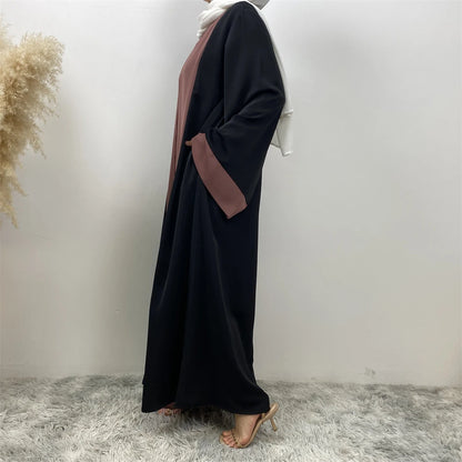 Ramadan Eid Muslimischen Abaya Dubai Luxus Spleißen Gefälschte Zwei Stücke Abayas Für Frauen Kaftan Modest Kleid Islam Kaftan Marocain Femme.