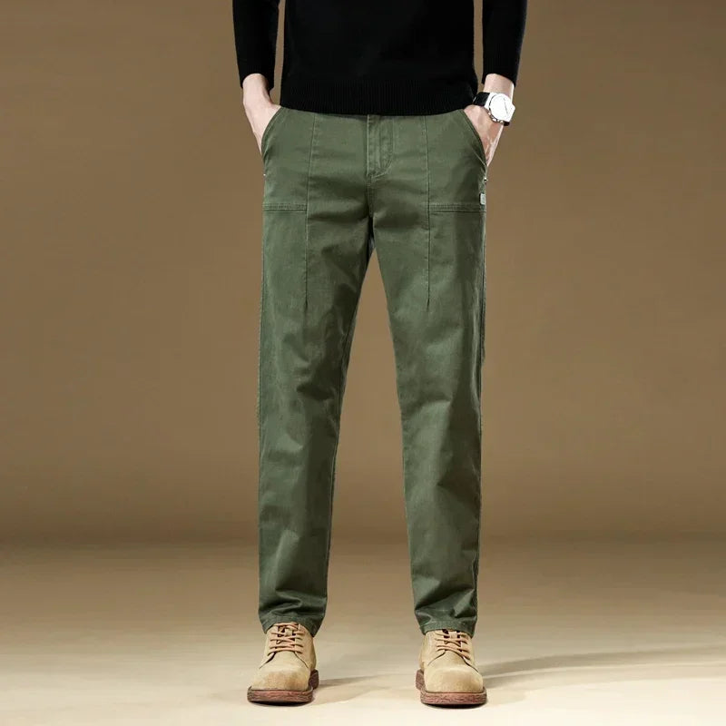 97% Cotton Men Casual Trousers Solid Color Slim Fit Men's Pants New Winter Autumn High Quality Classic Business Pant Male.