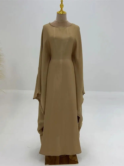 Ramadan Eid Satin Batwing Butterfly Abaya Dubai Luxury 2024 Muslim Maxi Kaftan Dress Abayas For Women Kebaya Robe Femme Vestidos