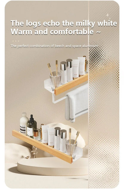 Holz Aluminium Material Badezimmer Regal Organizer Eckregal Shampoo Lagerregal Dusche Wandregal Badezimmer Organizer