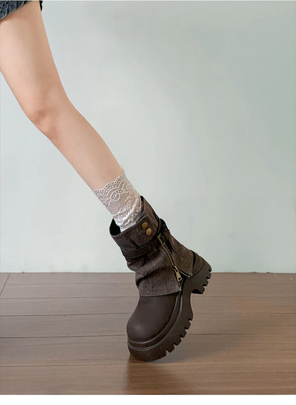 Winter Punk Style Women Ankle Boots Fashion Belt Buckle Shoes Ladies Concise Chunky Platform Heel Short Booties Zapatos De Mujer.