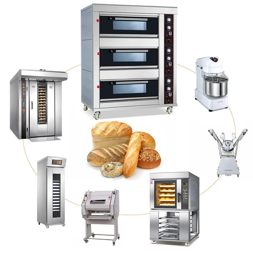 Commercial Electric Gas Automatic Bread Baking Oven Prices / Complete Bakery Equipment Machine For Sale.