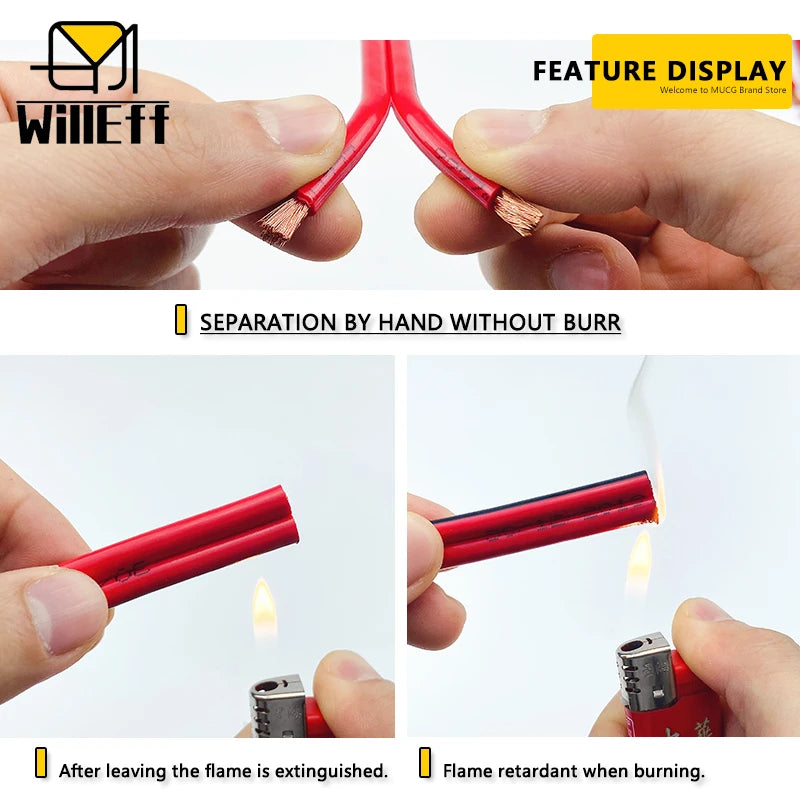 2 pin wire Electric Cable Strand Copper Wire Flat Flexible Cable For Car Light Lamp Speaker Audio Signal 14 16 18 19 20 22 AWG.