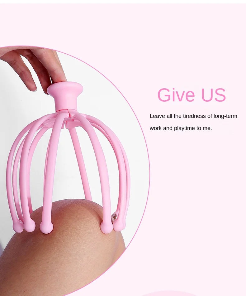 Head Massager Neck Massage Octopus Scalp Stress Relax 12 Antennae Massage Head Meridian Comb Point Pressing Head Artifact.