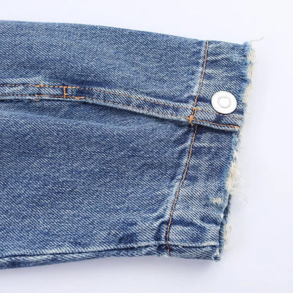 HH Women Denim Pant Sets Turn-Down Collar Long Sleeves Belt Autumn Coats+Pockets Loose High Waist Zipper Hemming Trousers