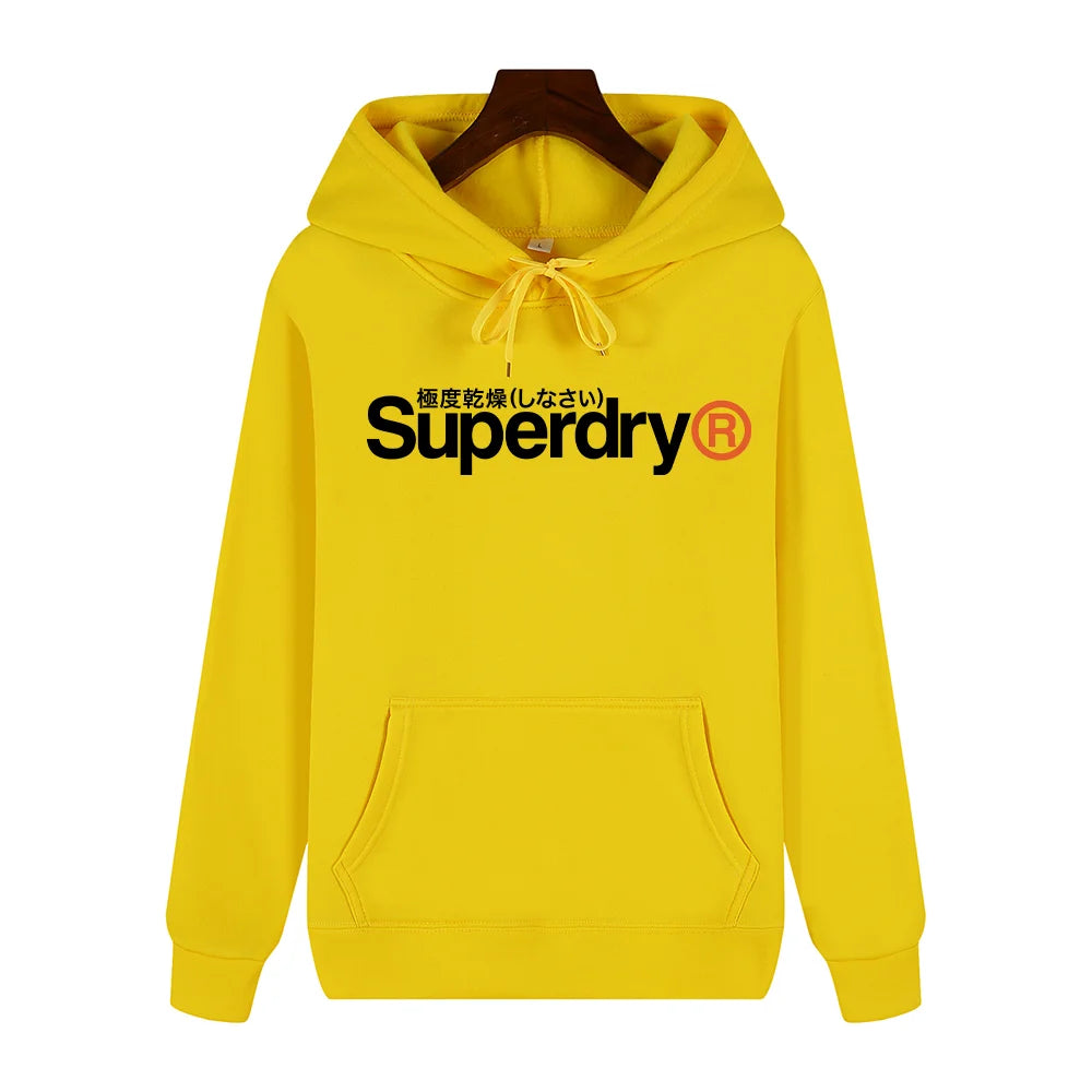 SUPERDRY Men's Autumn and Winter Fashion Brand Casual Hooded Sweatshirt Street Hip-hop Retro Sweatshirt Sports Men's Hoodie.