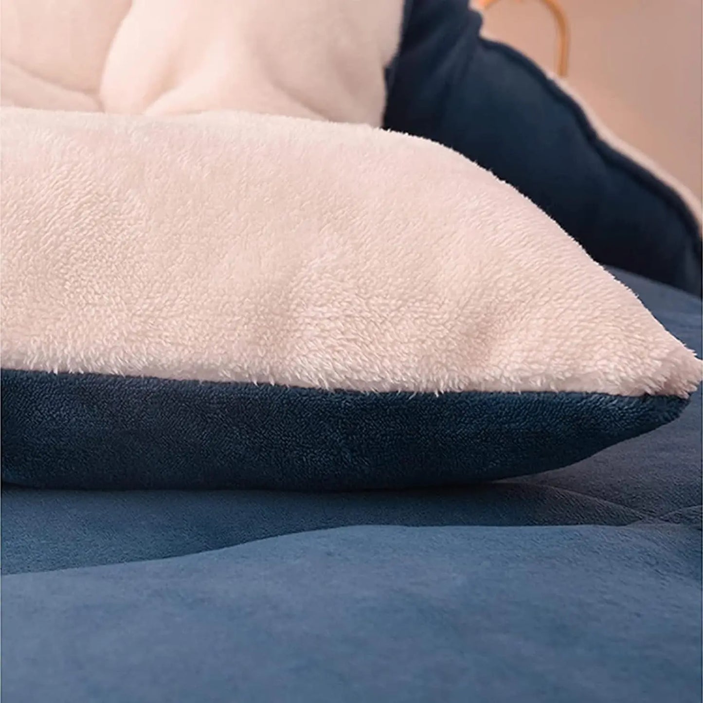 Contemporary Style Reversible Sherpa Fleece Winter Comforter, Soft Breathable Plush Warm Bedding, 100% Polyester Fill & Cover.