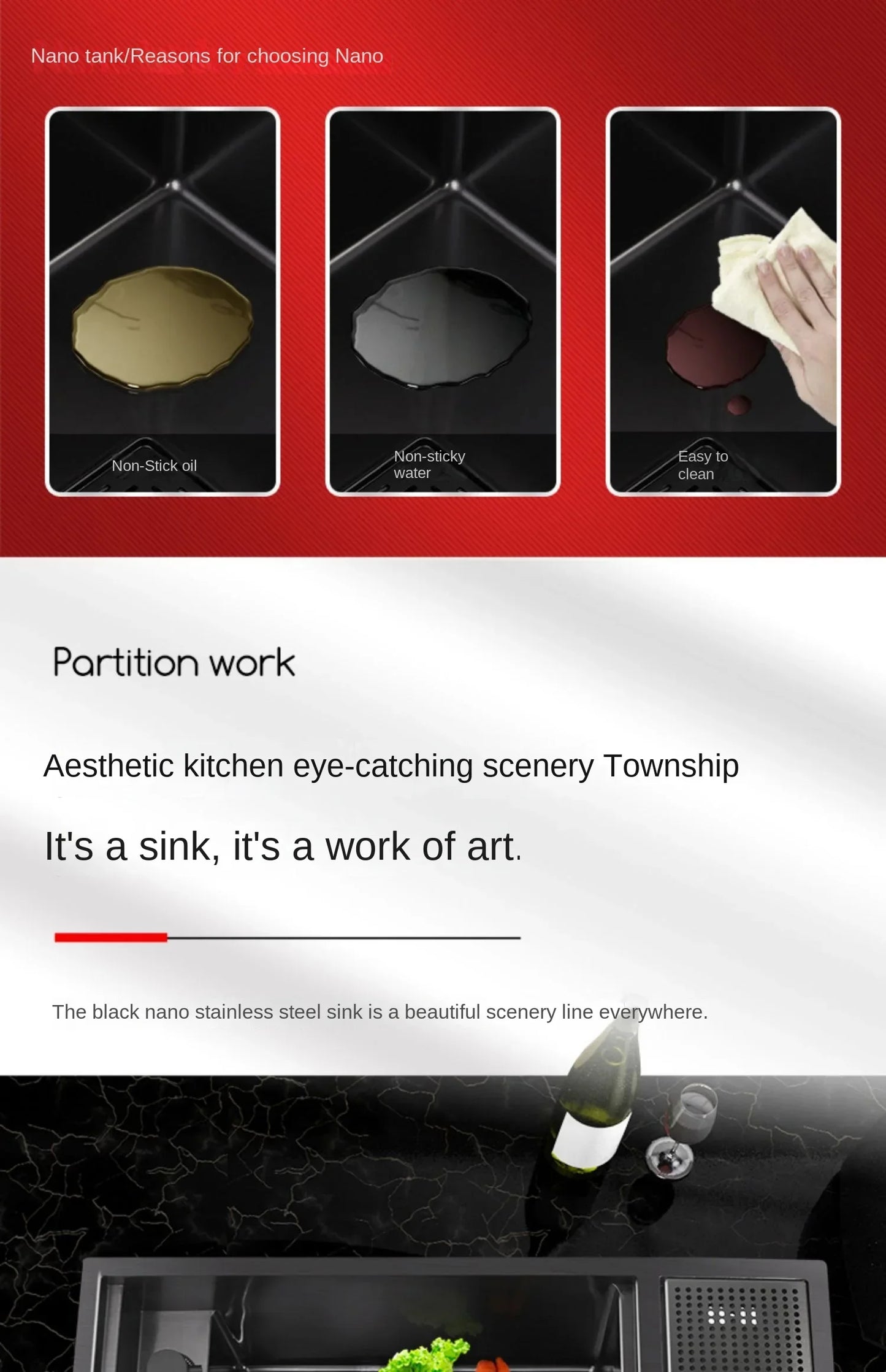 55 cm x 32 cm, 304 Nano-Edelstahl, versteckter Waschbecken-Klapphahn mit großem Einzelschlitz und Abdeckplatte, Bartheke, Tassenscheibe