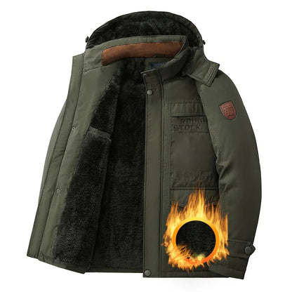 Thick Coat Winter Outdoor Running Sports Windproof Warm Fleece Hooded Cargo Jacket Men Removable Hood Thick Warm Fleece Jacket