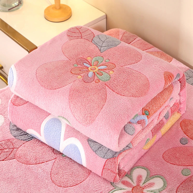 Bonenjoy 1pc Blanket Floral Style Bedspread Fleece Blanket Plaid Travel Shawl Sofa Nap Blankets Home Bedsheet manta.