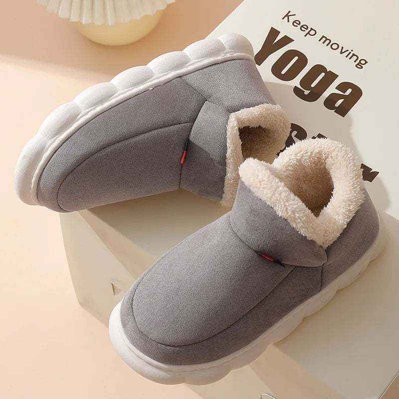 Smile PoP Winter Plush Men Cotton Shoes Warm Plush Men House Slippers Outdoor Soft Non Slip Women's Shoes Casual Furry Men Shoes