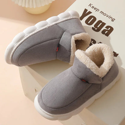 Smile PoP Winter Plush Men Cotton Shoes Warm Plush Men House Slippers Outdoor Soft Non Slip Women's Shoes Casual Furry Men Shoes