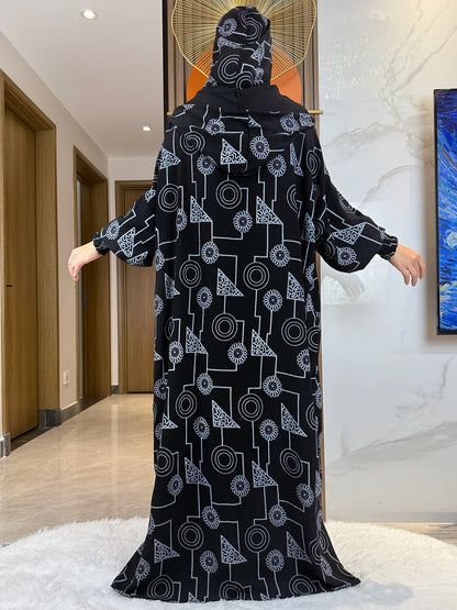 Promotion New Double Hat Women Abaya With Hooded Irregular Pattern Long Abaya Tassel Muslim Saudi Prayer Kaftan Oriental Robes.