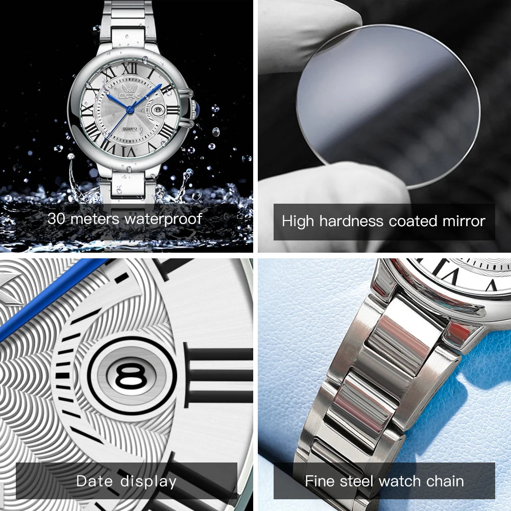 OPK 6039 Women Watch Roman Scale Stainless steel Waterproof Quartz Watch for Women.