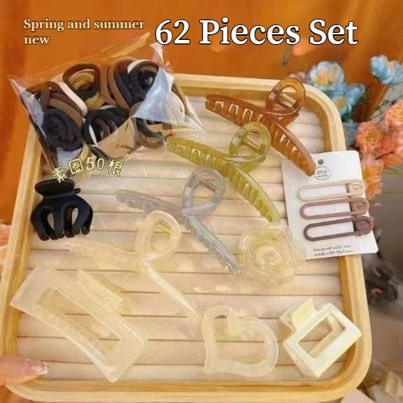 New 8-137PCS Set Hair Clip Combination Women Hair Accessories Grab Clip Hair Band Temperament Hairclip High Ponytail Headband.