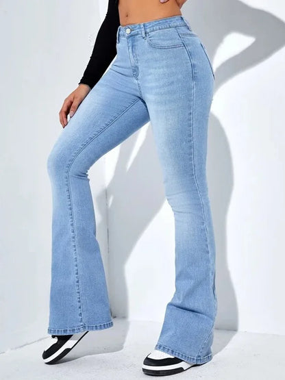 Jeans Women Denim Pants Long Pant Sheath Slim Fit Sexy Solid Mid Waist Button Pocket Trousers Straight Hip Wrap Casual.
