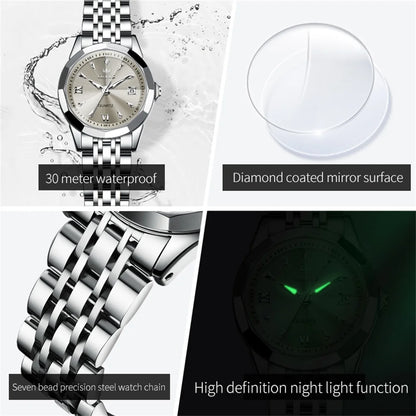 OLEVS Elegant Fashion Ladies Watches 9998 Original Quartz Women's Watches Waterproof Stainless Steel Luminous Date Wristwatch.
