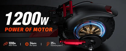 J11 Max E-Scooter 1200W Motor 48V18AH With Seat Commuter Adult Electric Scooter 11" All-Terrain Fold Scooters One-year Warranty.