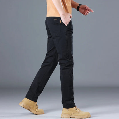 Men's High Quality Pure Cotton Classic Solid Color Casual Pants Business Stretch Slim Straight Brand Trousers Male Autumn New.
