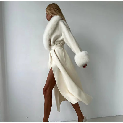 Lässiger, einfarbiger Wollmantel mit Schalkragen, modischer, lässiger, einreihiger Tasche, lockere Oberbekleidung, 2025, neue Highstreet-Jacke