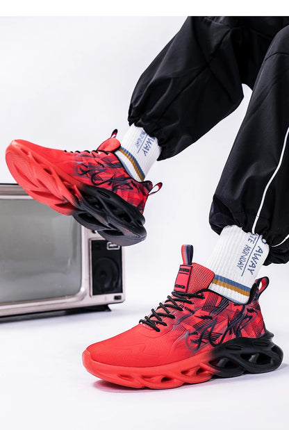 Men Running Shoes Mesh Breathable Flat Cushioning Soft Comfortable Sneakers Outdoor Gym Trendy Casual Jogging Shoes for Men