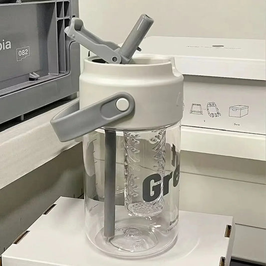 High Aesthetic Large Capacity Portable Sports Straw Cup for Girls Summer New Tea Separator Student Cup Water Bottle Gift.